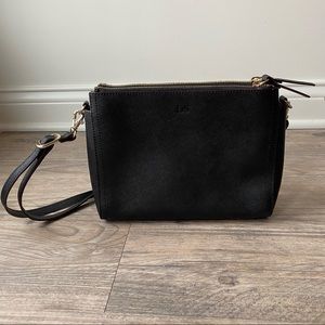 Lo & Sons Pearl Crossbody Bag in black saffiano leather